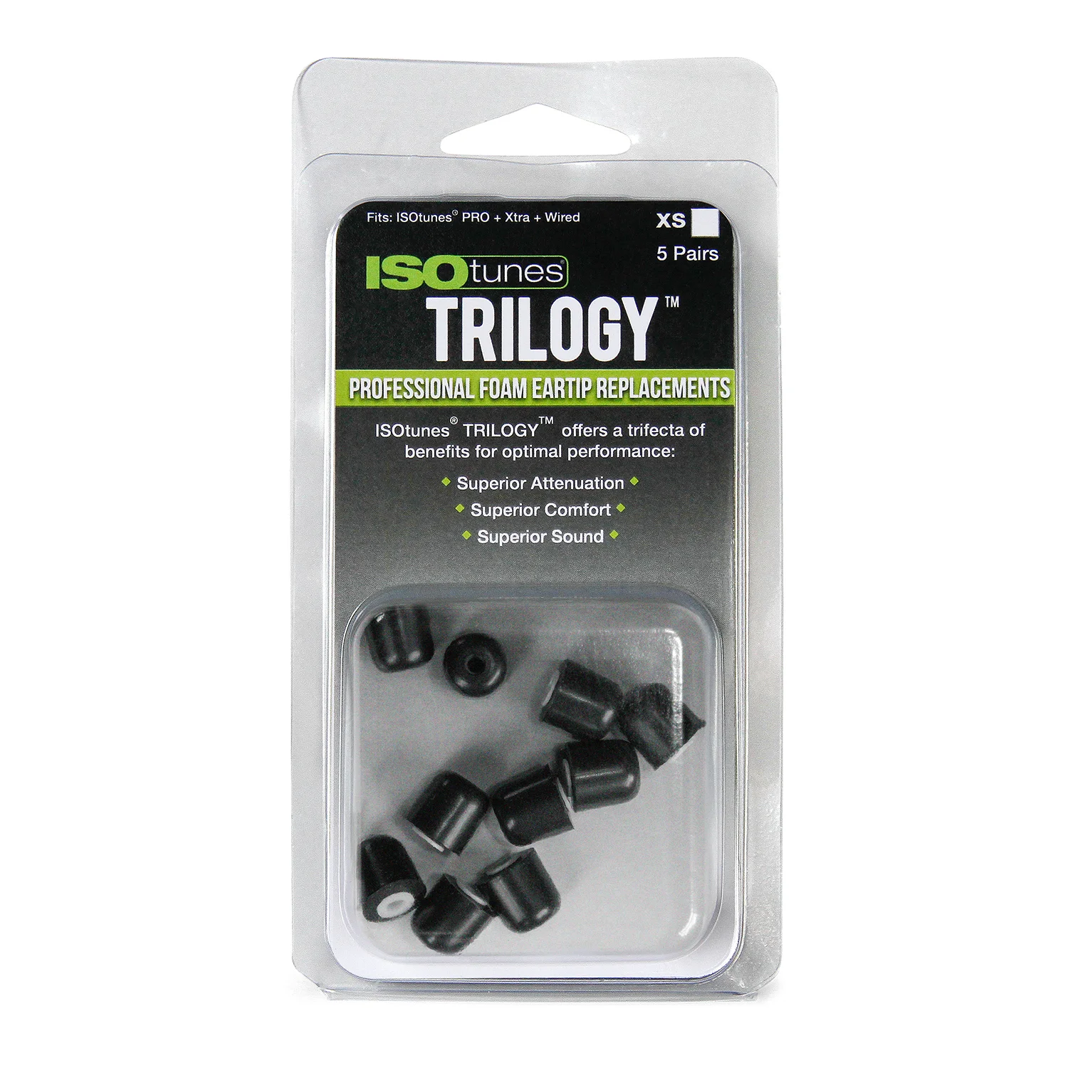ISOtunes PR Trilogy ørepropper (5 par) til alle modeller